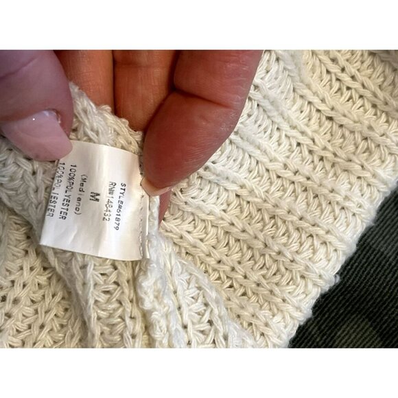 BECOOL Mock Neck Womens Cream Rainbow Stripe Oversized Knit Sweater M Zip up - Picture 5 of 7